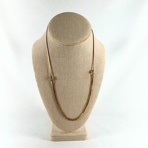 Unique Over The Head Adjustable Two Strand Gold Tone Necklace